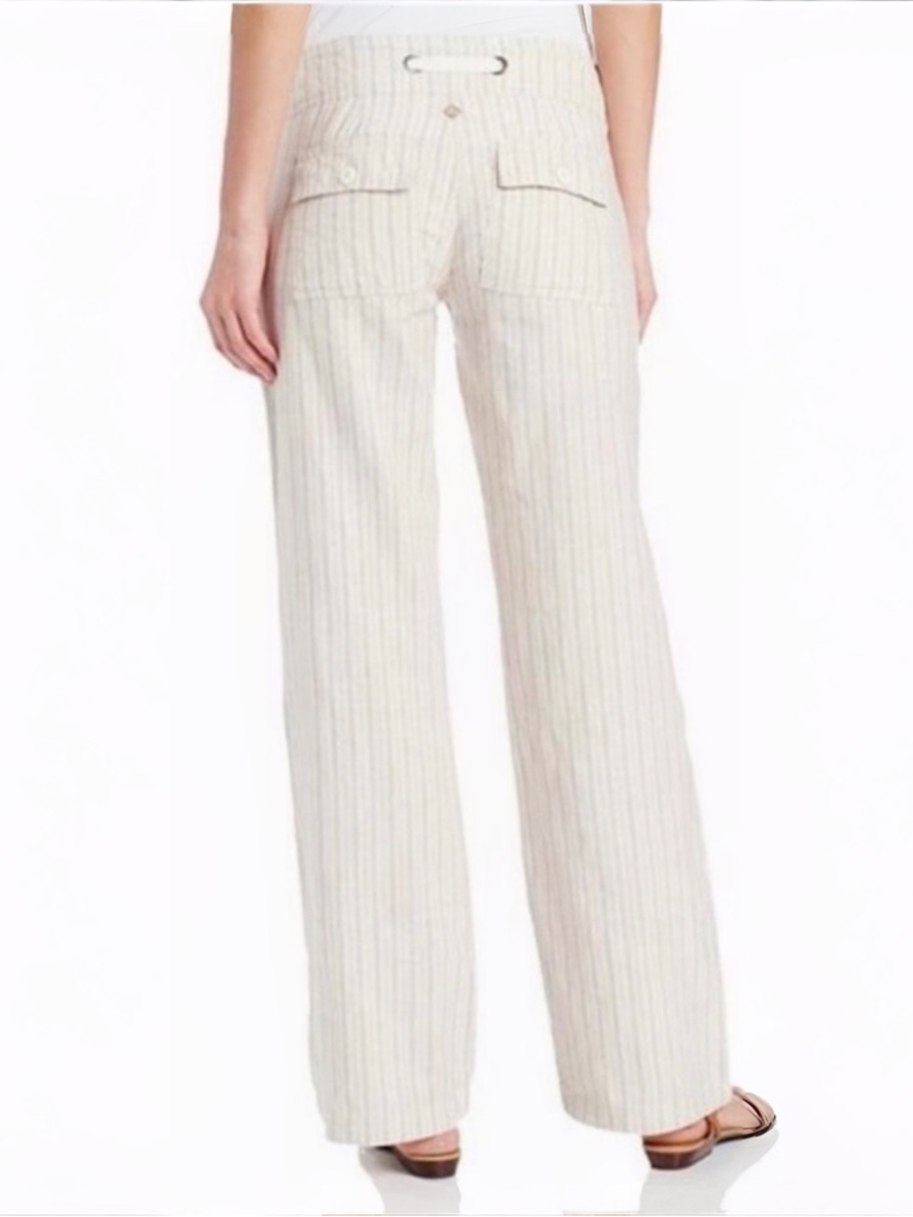 Prana Steph Wide-Leg Linen Cotton Stripe Pant | Stone | 8 - Picture 10 of 10